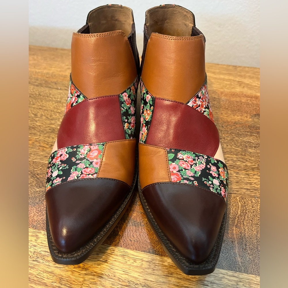 Coach Women's Patchwork Ankle Boots - Brown, Red, Floral - Picture 2 of 11
